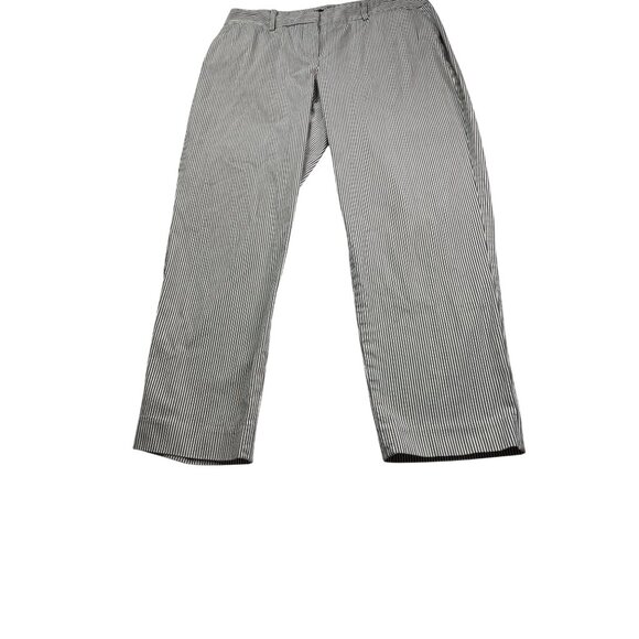 Talbots Petites Curvy Fit Grey White Striped Cropped Pants Size 4P - Picture 3 of 7